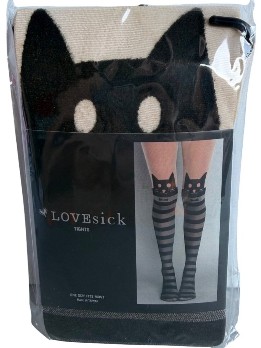 LOVEsick Kitty Sheer Nude & Black/Gray Stripe Colors Faux Thigh High Tights